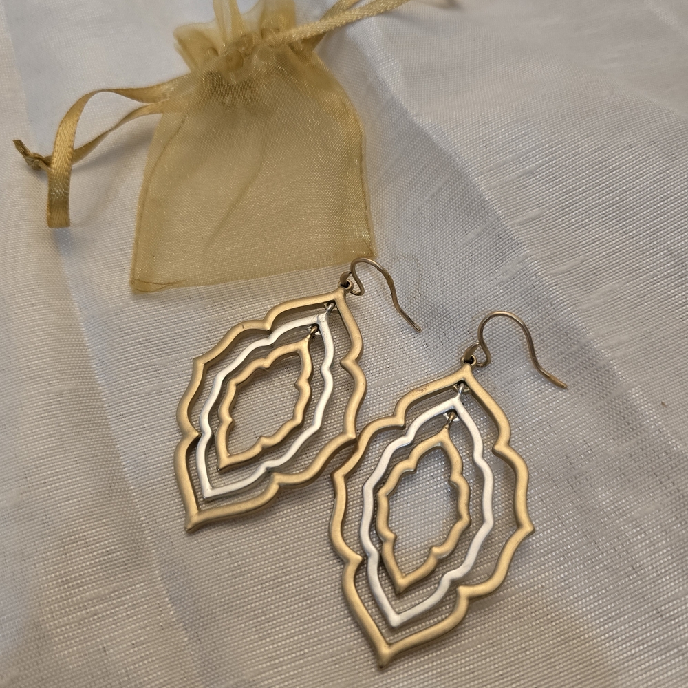 C&C California Chandelier Moroccan Silver And Gold Toned Dangle Earrings